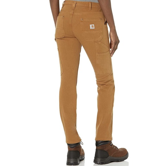 Carhartt Denim - Carhartt Womens Sz 18 Reg 104296 BRN Stretch Double Knee Straight Fit Pants